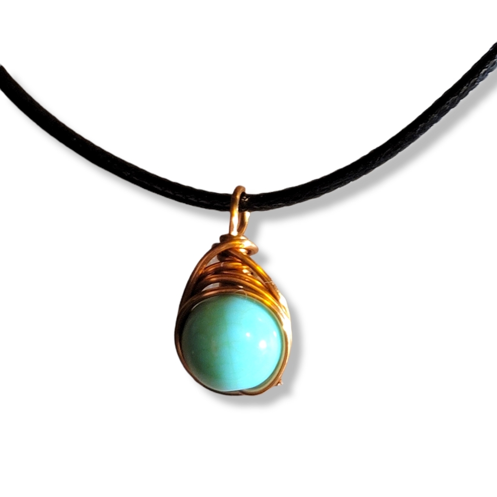 Green Wire Wrapped Necklace